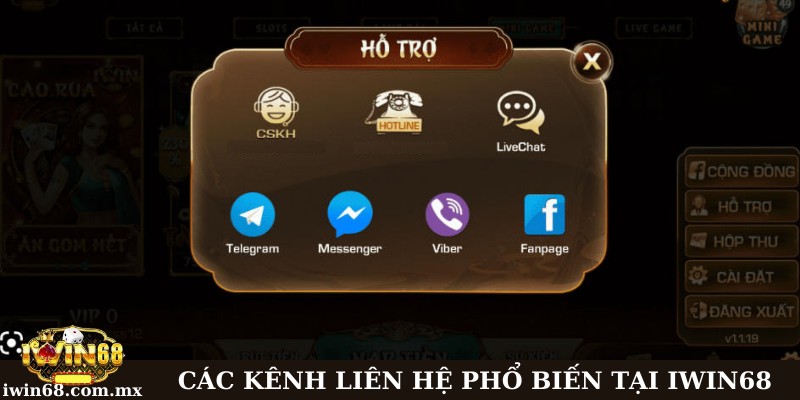 Liên hệ 2 Các kênh liên lạc phổ biến tại nền tảng Iwin 68